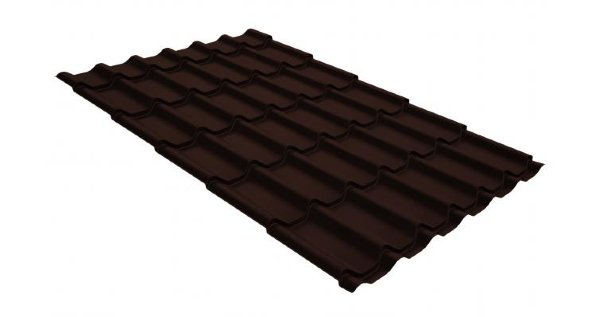 Металлочерепица классик GL 0,5 GreenCoat Pural Matt RR 887 шоколадно-коричневый (RAL 8017 шоколад) купить в Калязине