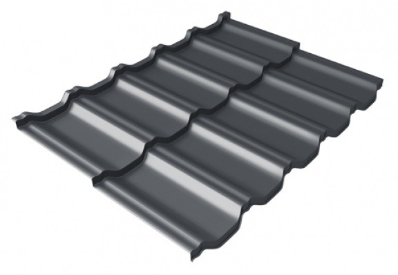 Металлочерепица модульная Квинта Uno Grand Line c 3D резом 0,5 Satin Мatt RAL 7024 мокрый асфальт купить в Калязине