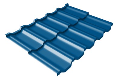 Металлочерепица модульная Квинта Uno Grand Line c 3D резом 0,5 Satin RAL 5005 сигнальный синий