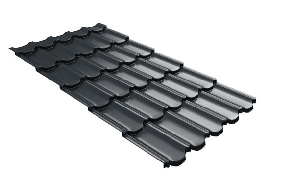 Металлочерепица квинта плюс с 3D резом 0,5 Satin RAL 7016 антрацитово-серый купить в Калязине