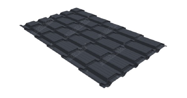Металлочерепица GL квадро профи 0,5 Satin RAL 7024 мокрый асфальт купить в Калязине