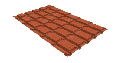 Металлочерепица GL квадро профи 0,5 Satin RAL 8004 терракота