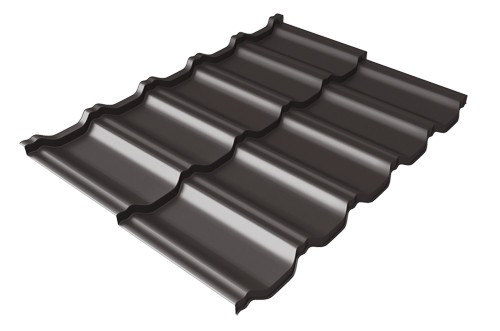 Металлочерепица модульная Квинта Uno Grand Line c 3D резом 0,5 Satin RR 32 темно-коричневый купить в Калязине